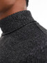 ASOS DESIGN long sleeve t-shirt with roll neck in charcoal marl