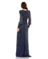 Фото #2 товара Women's Beaded Lace Long Sleeve Wrap Over Gown
