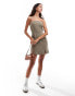 Фото #5 товара Miss Selfridge linen strappy split hem mini dress in khaki