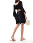 Selected Femme linen touch wrap skirt in black