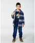 Big Boys Overshirt Wool-Effect With Pockets Plaid Blue And Gray