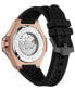 ფოტო #3 პროდუქტის Men's Automatic Skeleton Royal Black Silicone Strap Watch 46mm