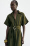 Фото #3 товара Платье-рубашка миди из смесового льна ZARA