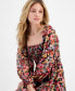 ფოტო #4 პროდუქტის Women's Floral-Print Smocked Midi Dress