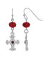 ფოტო #1 პროდუქტის Silver-Tone Red Crystal Cross Drop Earrings
