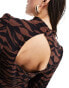 Фото #3 товара Nobody's Child highneck maxi dress with open back in zebra print