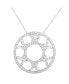 ფოტო #1 პროდუქტის Suzy Levian Sterling Silver Cubic Zirconia Butterfly Accent Circle Pendant Necklace