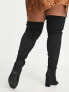 ASOS DESIGN Curve Kenni block-heeled over the knee boots in black