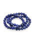 ფოტო #2 პროდუქტის Semi Precious Gemstone Set Of 3 Blue Lapis lazuli 6MM Ball Bead Stones Stackable Strands Stretch Bracelet For Women Teen