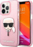 Karl Lagerfeld Karl Lagerfeld KLHCP13XKHTUGLP iPhone 13 Pro Max 6,7" różowy/pink hardcase Glitter Karl`s Head - фото #1