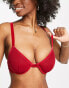 Фото #6 товара ASOS DESIGN Fuller Bust Alaia mesh and velvet trim underwire bra in burgundy