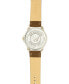 ფოტო #4 პროდუქტის Men's Watch, 46MM Silver Colored Case with Embossed Arabic Numerals on Bezel, Ivory Sunray Dial, Silver Index Markers, Analog, Brown Strap