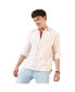 Men's White And Peach Checkered Regular Fit Casual Shirt
