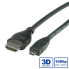 ROLINE HDMI High Speed Cable + Ethernet - A - D - M/M 2 m - 2 m - HDMI Type A (Standard) - HDMI Type A (Standard) - Audio Return Channel (ARC) - Black