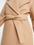 Forever New Petite formal wrap coat with tie belt in camel