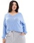 ONLY Curve v neck jumper in blue