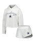 Фото #1 товара Пижама Concepts Sport женская Dallas Cowboys белая меховая с капюшоном и шорты