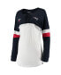 Фото #3 товара Women's White, Navy New England Patriots Athletic Varsity Lace-Up V-Neck Long Sleeve T-shirt
