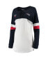 Фото #3 товара Футболка с длинным рукавом New Era женская White, Navy New England Patriots Athletic Varsity Lace-Up V-Neck