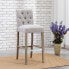 Фото #2 товара 29" Upholstered Linen Fabric Tufted Bar Stool Chair