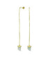 ფოტო #1 პროდუქტის Protection Amulet Italian Horn Genuine Dark Green Jade Long Linear Dangle Chain Shark Tooth Earrings For Women Yellow 14K Gold Plated Sterling Silver