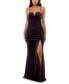 Juniors' Notch-Front Stretch-Velvet Gown