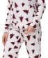 Фото #3 товара Women's Printed Microfleece V-neck Long Sleeve Top with Jogger 2 Pc Pajama Set