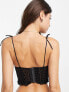& Other Stories embroided heart mesh bustier in black