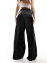 New Look satin wide leg trouser in black