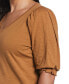 ფოტო #3 პროდუქტის Plus Size Cotton Smocked Elbow Sleeve Top