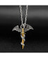 Antiqued Yellow IP-plated Dragon on Sword Cable Chain Necklace