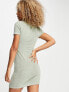 Фото #2 товара Topshop towelling collared mini dress in sage