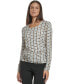 Фото #1 товара Women's Geometric-Print Ruched Square-Neck Top