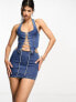 Фото #7 товара Kyo The Brand denim mini skirt with cut out embellishment detail co-ord in blue