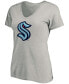 ფოტო #3 პროდუქტის Women's Heather Gray Seattle Kraken Plus Size Primary Logo V-Neck T-shirt