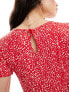 Wednesday's Girl tiered smudge spot midaxi smock dress in red and pink