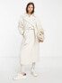 ASOS EDITION belted longline wool mix coat in cream