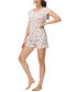 Women's Printed Short Sleeve Top with Shorts Pajama Set, 2-Piece