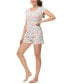 Women's Printed Short Sleeve Top with Shorts Pajama Set, 2-Piece