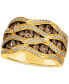 ფოტო #1 პროდუქტის Chocolatier® Chocolate Diamond (1-1/3 ct. t.w.) & Vanilla Diamond (1/2 ct. t.w.) Wavy Statement Ring in 14k Gold