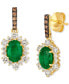 Costa Smeralda Emeralds (1-1/3 ct. t.w.) & Diamond (3/4 ct. t.w.) Halo Drop Earrings in 14k Gold