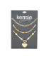 Фото #2 товара kensie multi 3 Piece Mixed Beaded and Chain Necklace Set with Heart Charm Pendant