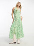 ASOS DESIGN collared sleeveless midi shirt dress in green splodge print