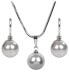 Pearl Light Gray Necklace and Earrings Set SET-041