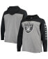 Фото #1 товара Men's Heathered Gray, Black Las Vegas Raiders Franklin Wooster Long Sleeve Hoodie T-shirt