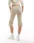 Monki capri pants with lace-up detail in beige