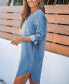 ფოტო #2 პროდუქტის Women's Stonewash Denim V-Neck Mini Beach Dress