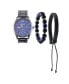 ფოტო #1 პროდუქტის Men's Quartz Movement Shiny Gunmetal Bracelet Analog Watch, 45mm with Stackable Bracelet Set and Zippered Travel Pouch