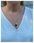 ფოტო #3 პროდუქტის Black Onyx Lock + CZ Key Chain Necklace