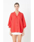 Women's Blouson Sleeve Collared Shirt